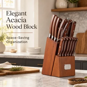 16 Pcs Wooden Block Kitchen Knife Set