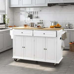 Rolling Kitchen Cart with Wood Top