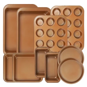 10Pc Nonstick Bakeware Set Copper/Black